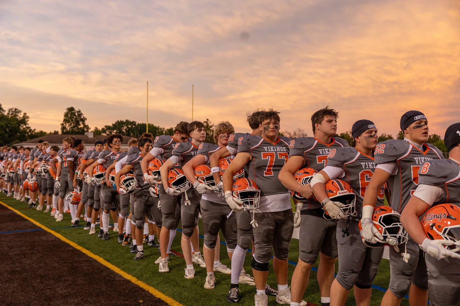 The team during the National Anthem